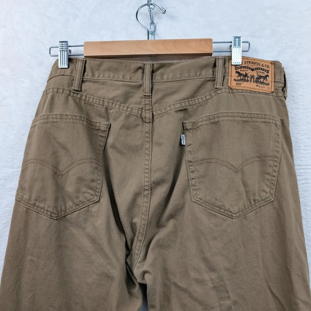 Levi's 505 Jeans Mens 40x32 Brown White Tab Cotton Straight Leg Outdoor Workwear